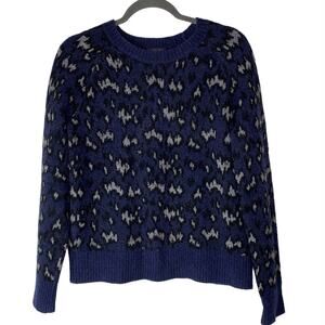 ATHLETA Sweater Size XS Merino Wool Blend Animal Print Hawthorne Textured Crew